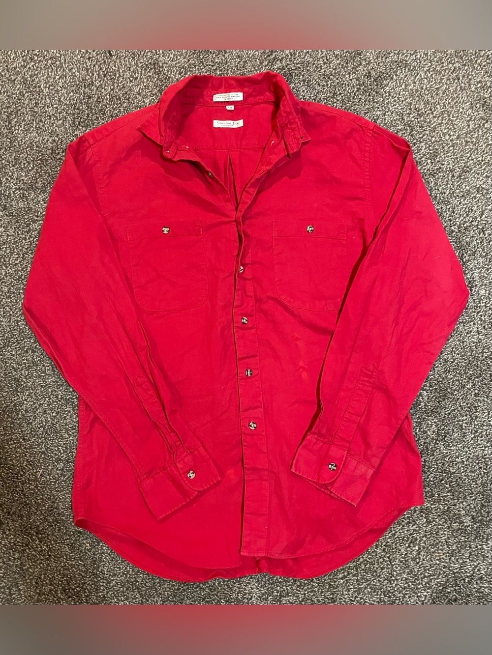 Dior Men's Bright Red Casual Button-Down Shirt
